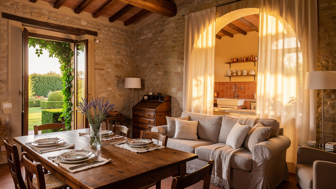 Interno accogliente dell'appartamento Lavanda alla Residenza Lucale